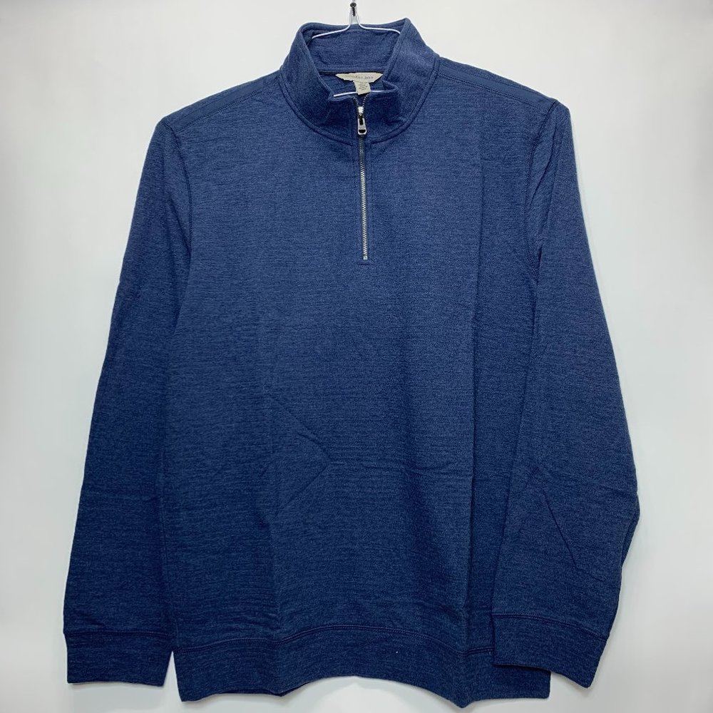 CALVIN KLEIN Jeans Men's Lightweight 1/4 zip Pullover Sweater, Navy Blue, M L XL